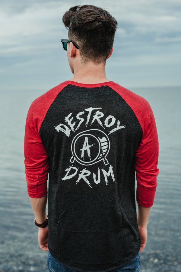 Embroidered Destroy A Drum Red Baseball Jersey