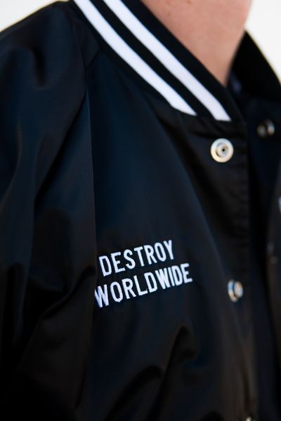 Embroidered Destroy Worldwide Bomber Jacket - Destroy A Drum