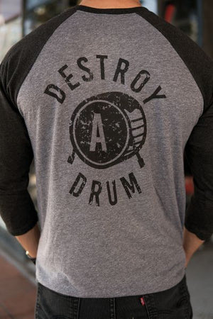 Destroy A Drum Grey Baseball Tee