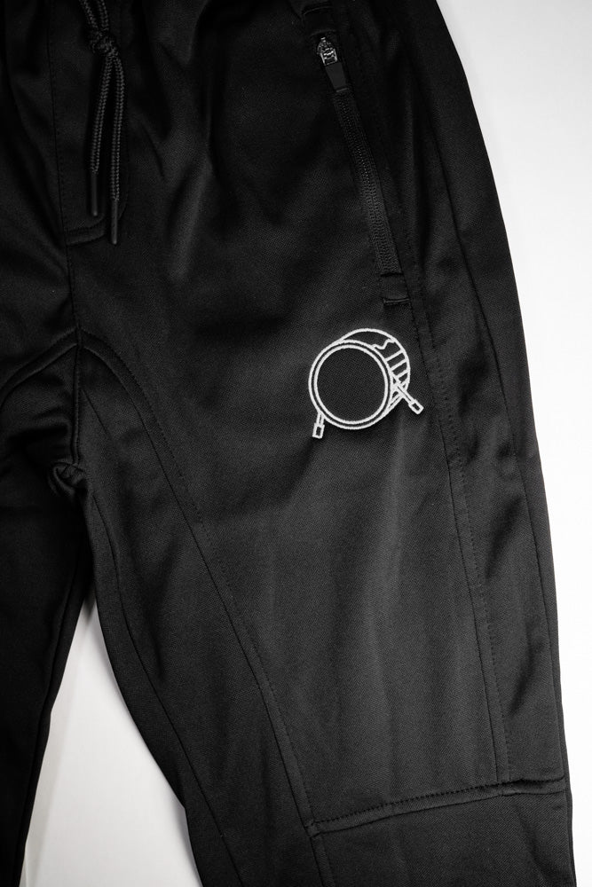 Embroidered Signature Logo Joggers w/ 2 Front Zipper & 1 Back-pouch Pockets