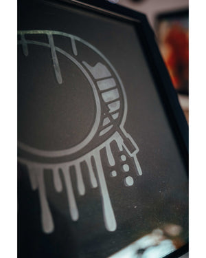 CUSTOM HAND ETCHED GLASS DRIP LOGO FRAME