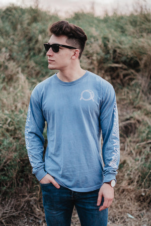 Signature Logo Destroy A Drum Blue Long Sleeve