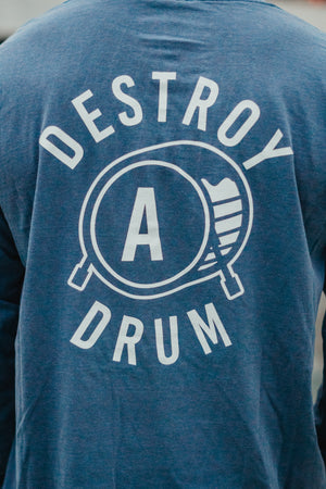 Signature Logo Destroy A Drum Blue Long Sleeve