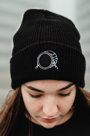 Signature Logo Black Cuffed Beanie