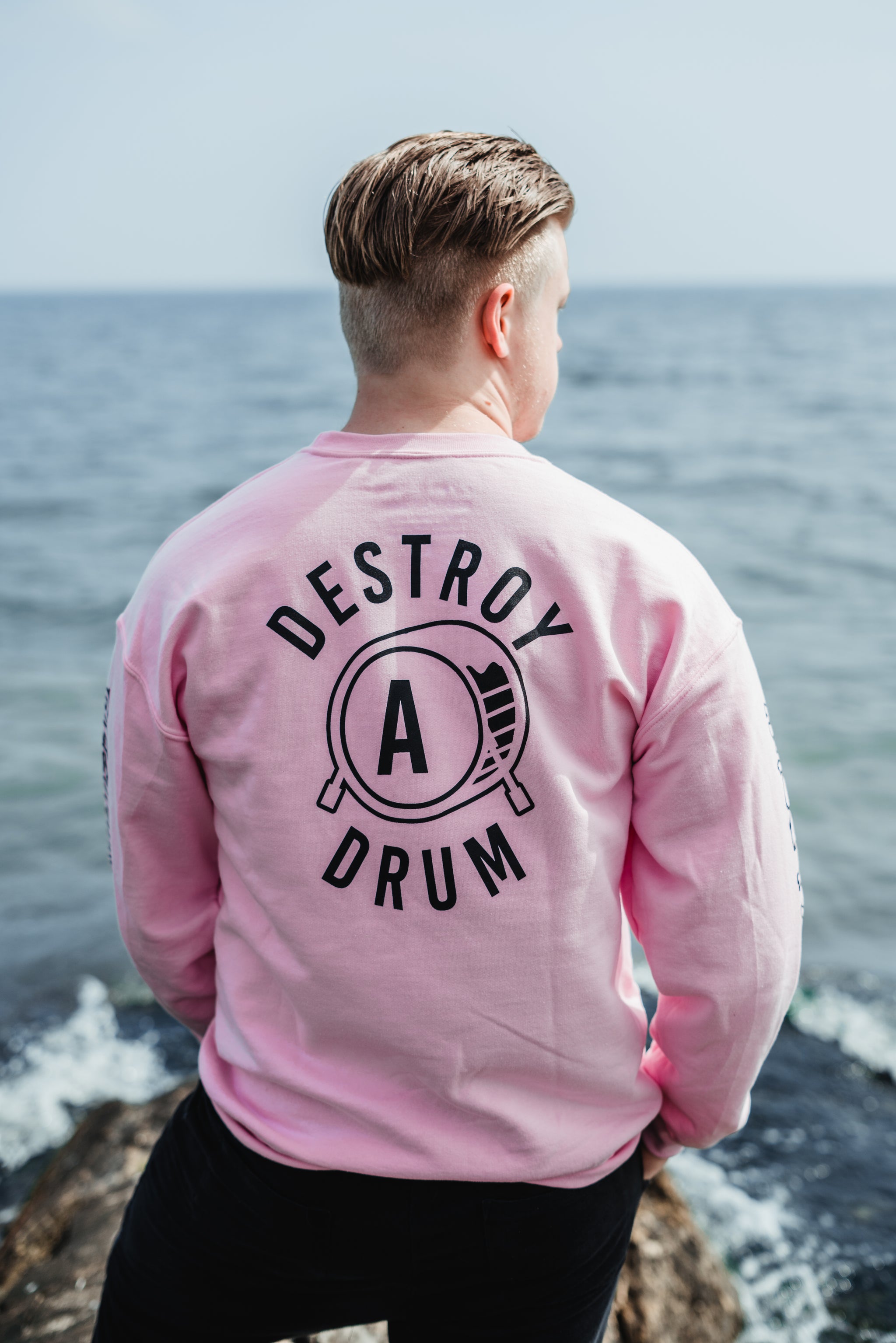 Box Logo Destroy A Drum Pink Crewneck